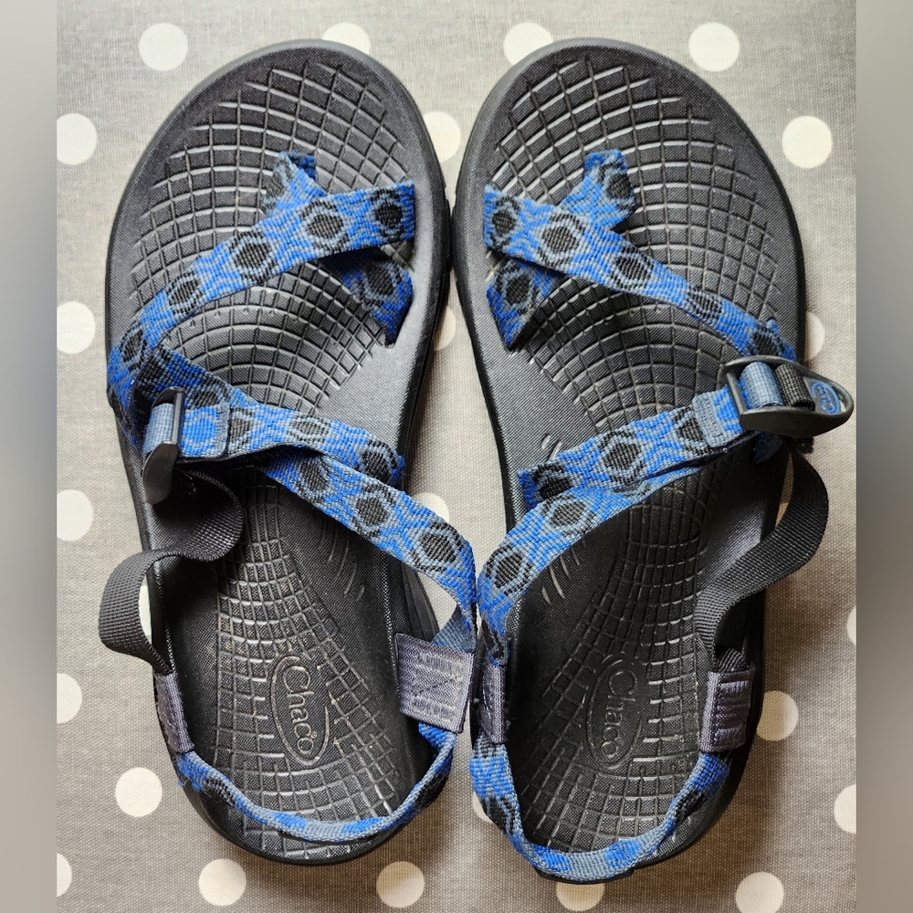Chaco Z/Volv2 Mens 8 Sandals in Blue, Charcoal Gray and Black